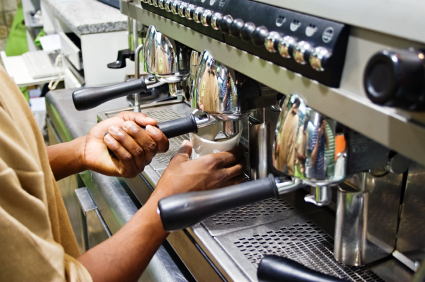 Coffee Making Machine in Use